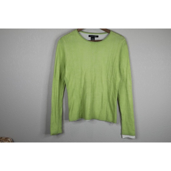 Sofia Women Long Sleeve Knit Sweater Medium Cashmere Neon Green Vintage Reto Y2K - Picture 1 of 11